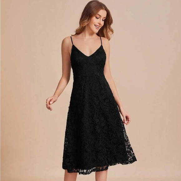 Black Lace Cami Dress - Picture 1 of 5